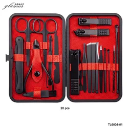High Quality Luxury Black 18 pcs Manicure Set Stainless Steel Disposable Mens Manicure Set and Cutter nail Makeup Tool Sets