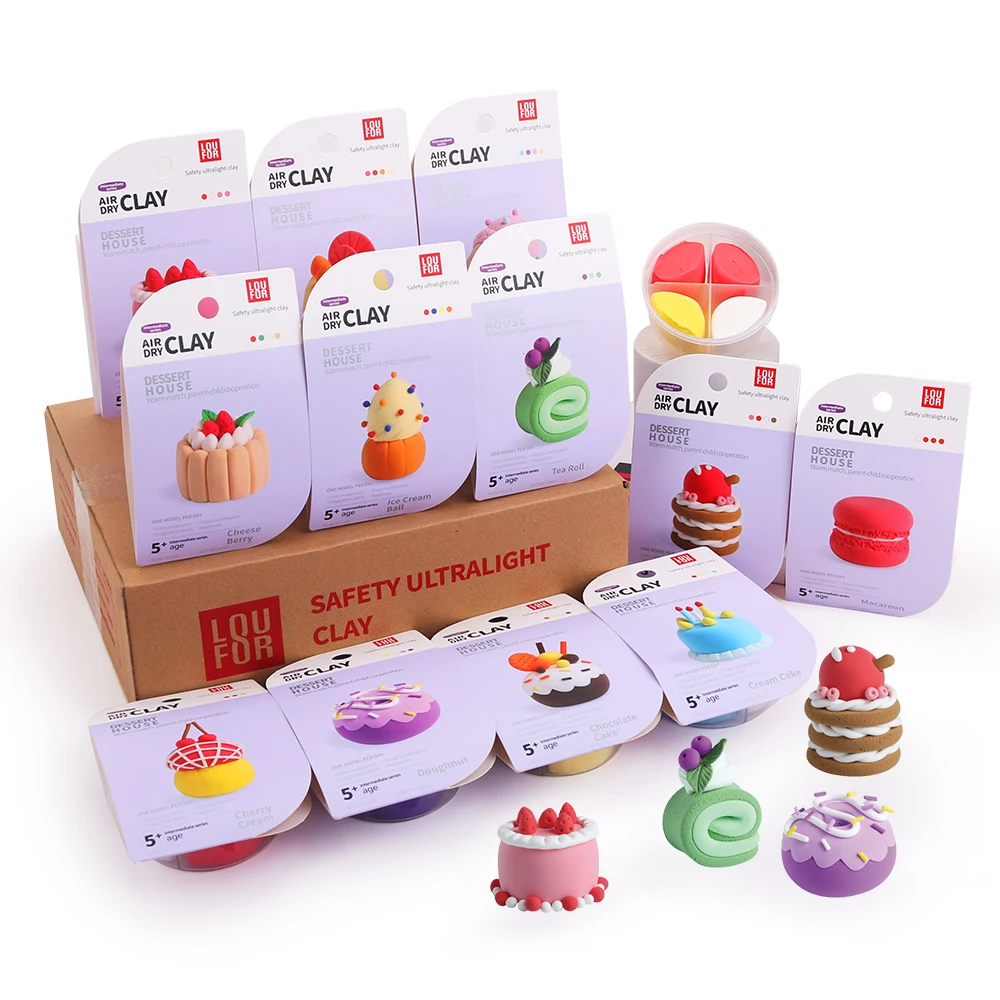 Kids 4 Colors/ card Dessert Series Soft Super Light Clay Kit Modeling Air Dry Polymer Clay For DIY Handmade Toys