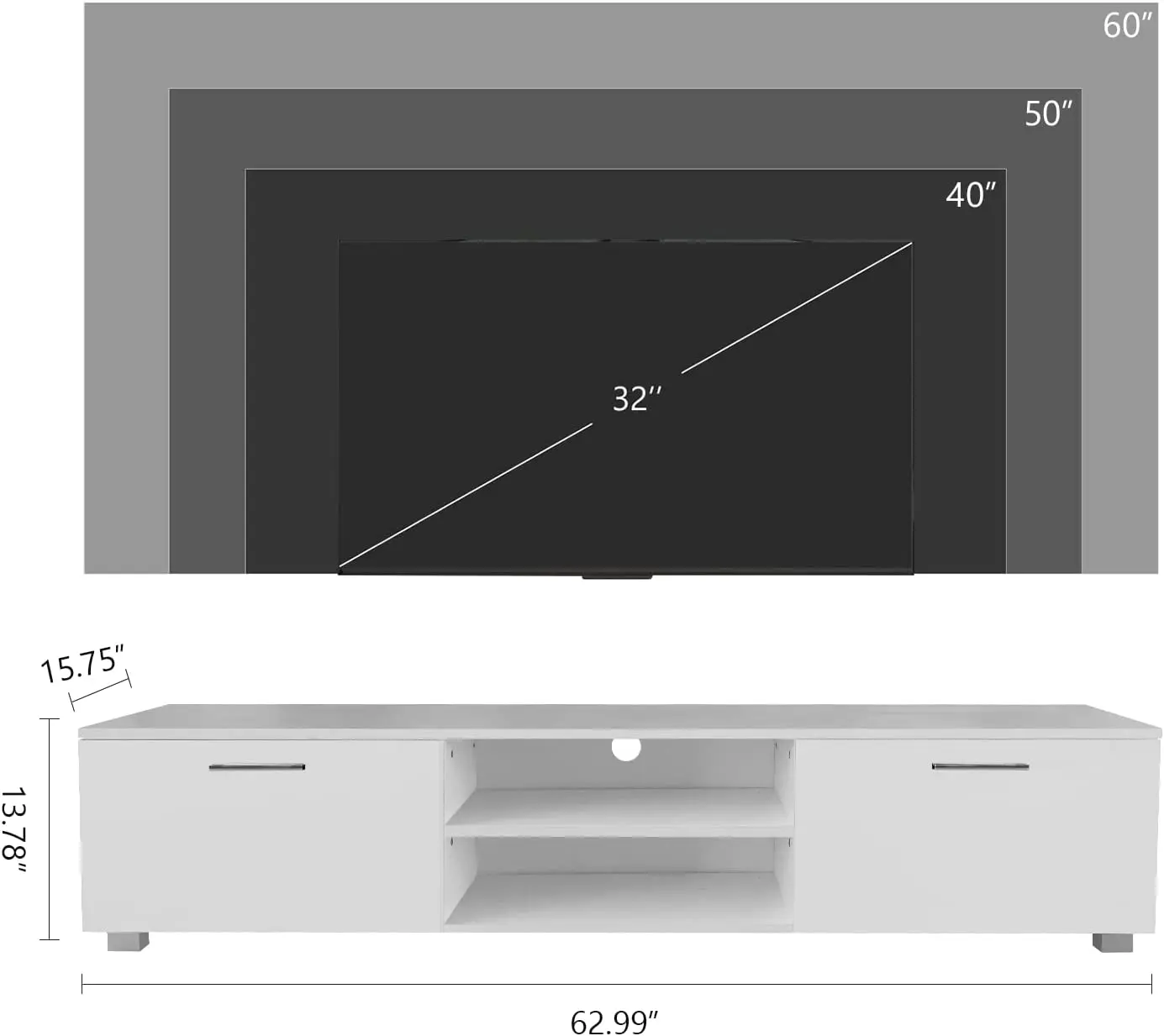 Modern TV Stand Entertainment Centerwith Storage TV Cabinet Media Console Table for Living Room Bedroom White