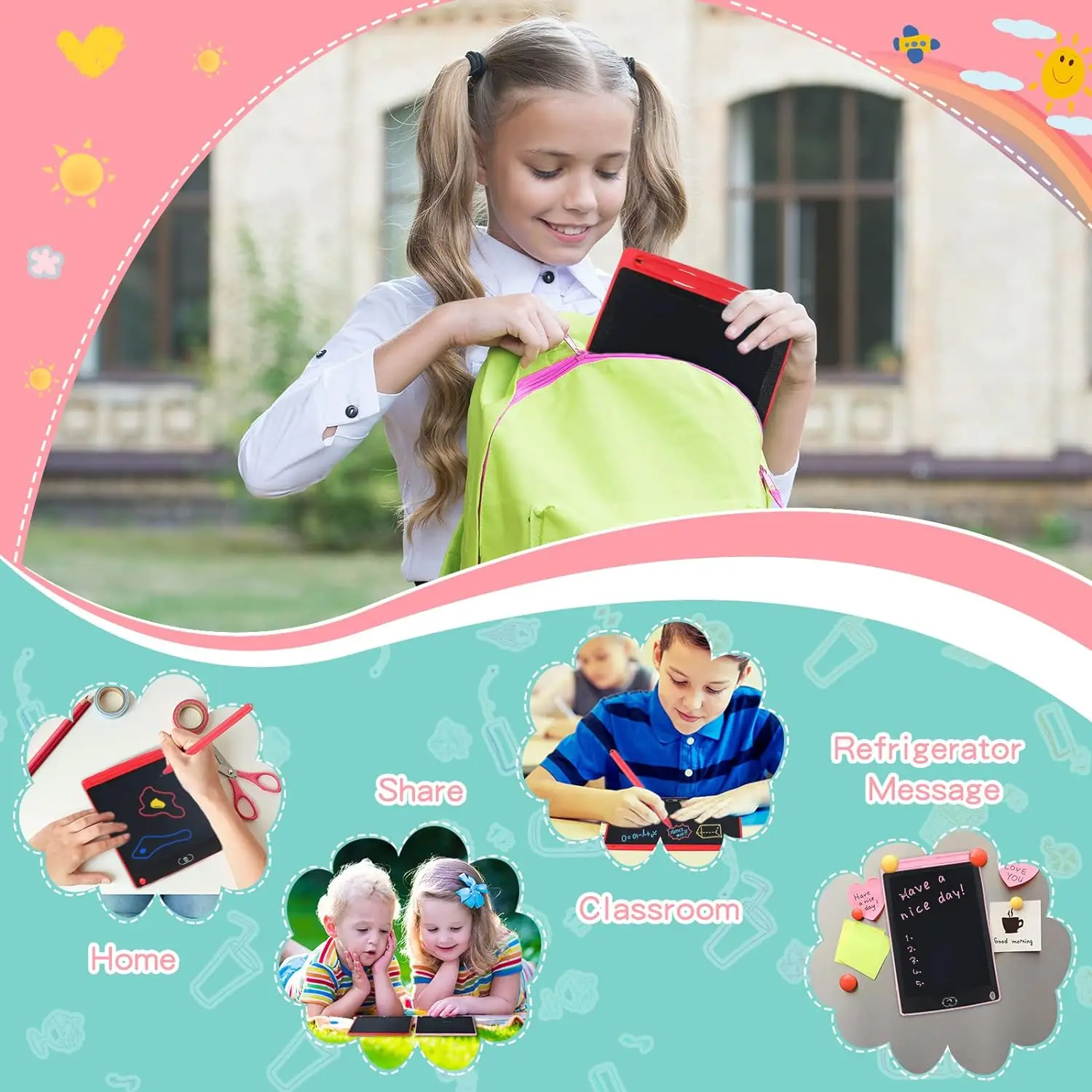 hot sales kids writing tablet write pad drawing board pad lcd writing tablet 6.5 85 8.5 10 12 16 inch for kids