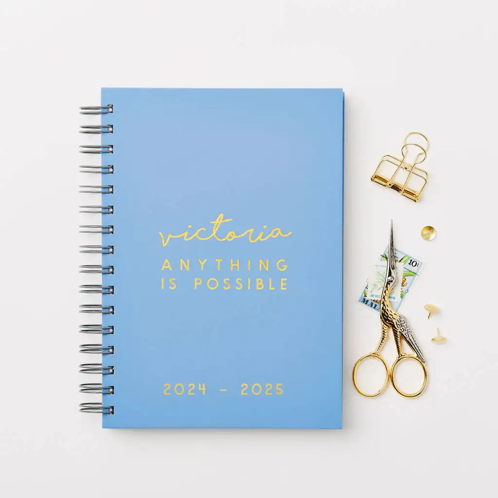 Custom Personalised Mid Year Diary Foil-printed Hardback Diary Spiral Planner Notebook