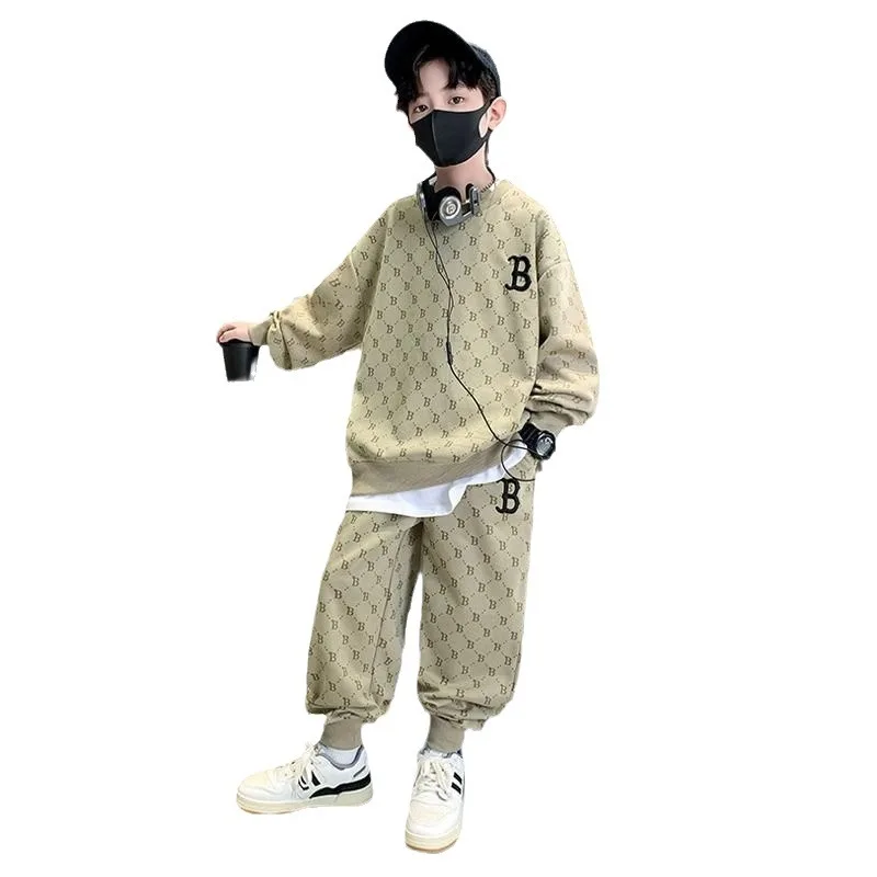New style autumn Boys long sleeve letter sweatshirt top + pants 2  pieces sport outfit clothing set