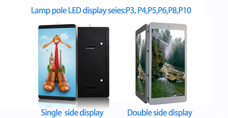 Full Color LED Screen SMD P4 Waterproof Street Lamp Pole 5G WIFI Advertising LED Billboard  Pole Outdoor LED Display