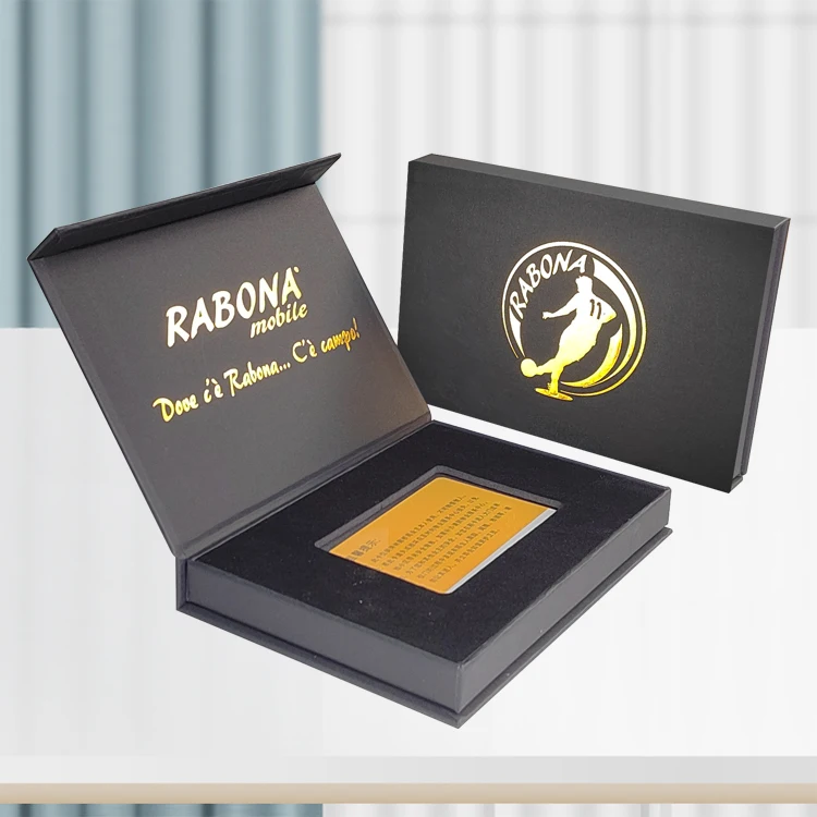 Custom Black Book Shape Rigid Cardboard Packaging Magnetic Credit Vip Card Gift Box Packaging With Insert
