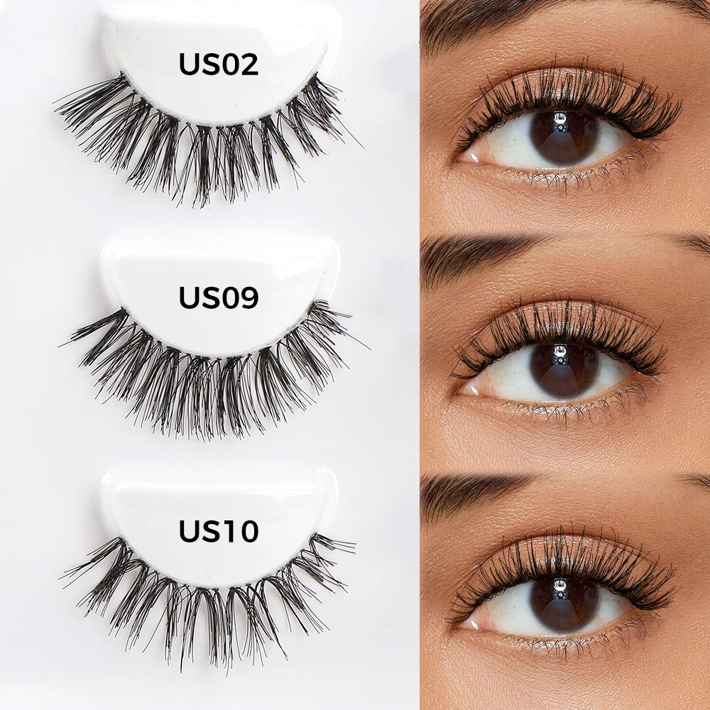 KV high quality ultra light soft human hair effect natural looking full strip eyelashes
