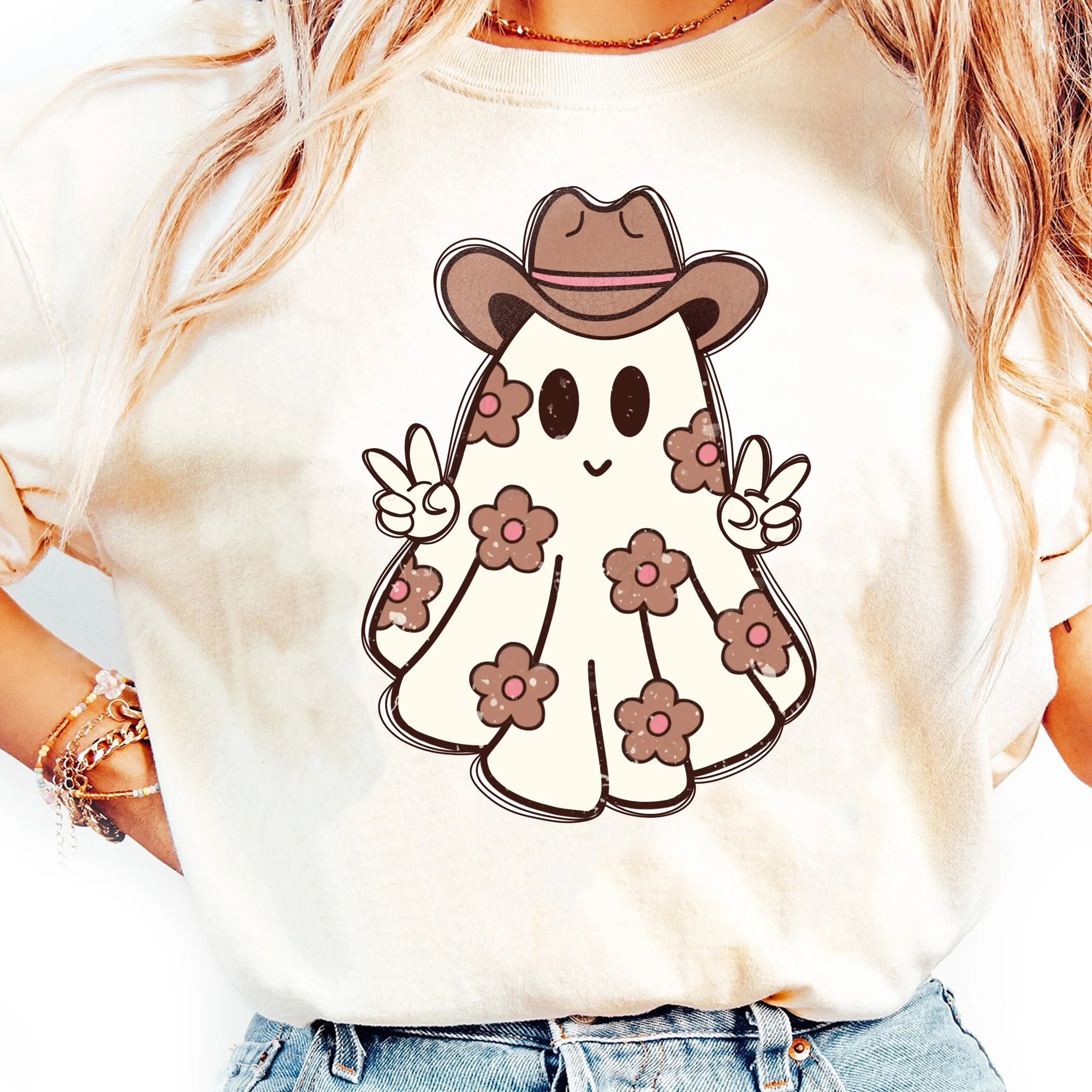 NO MOQ factory price 2024 new trends custom dtf printing transfer halloween fall boo jee ghost spooky screen print transfers