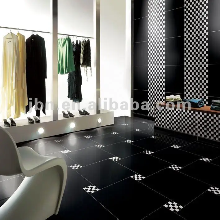 High Quality Full Body Black Unglazed Polished Porcelain Floor Tile Interior Living Room Villa House Glossy Matte Made Salt
