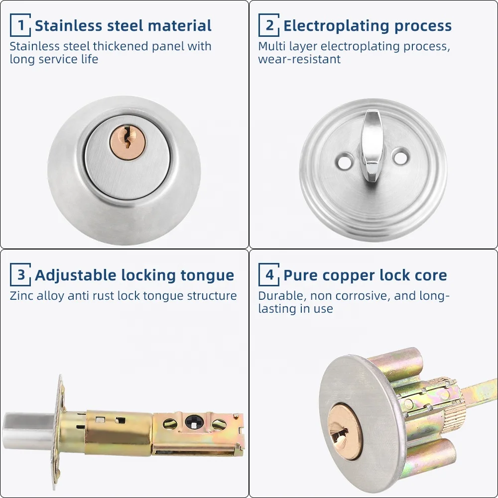 Roeasy high quality stainless steel deadbolt lock bathroom single cylinder dead bolt door lock