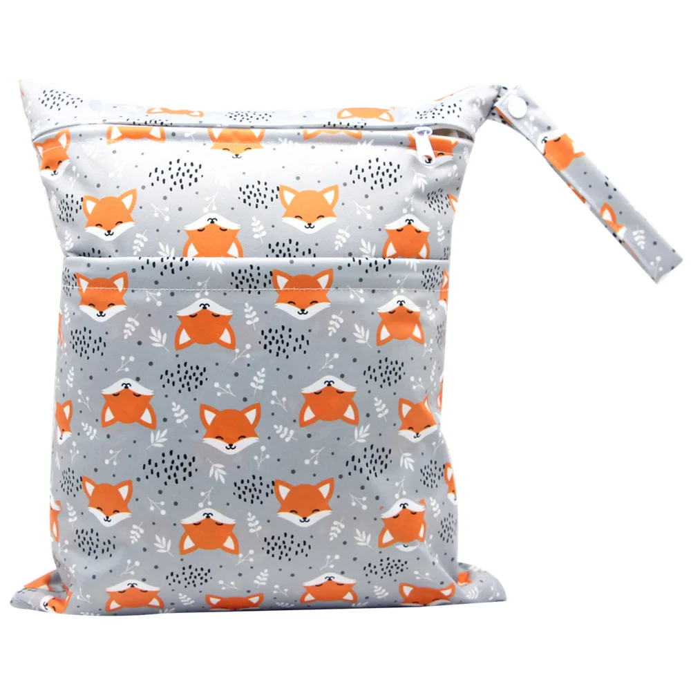 Double Zipper Pockets Waterproof Reusable Diaper Organizer Baby Cloth Diaper Wet Dry Bags