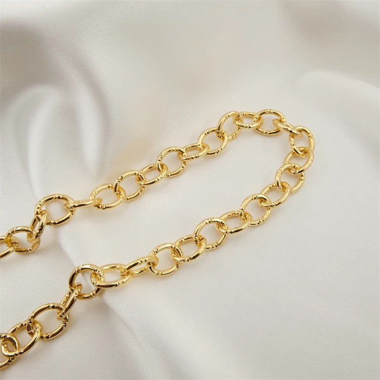 Golden necklace chains for jewelry making  HIP-HOP 18k gold plated chains accessories Cuban style Daikin necklace chain