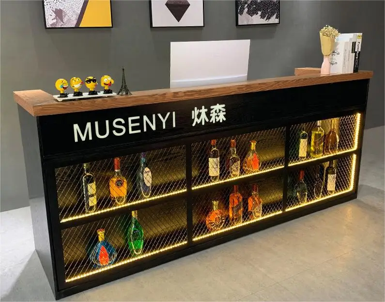 2023 The latest hot vintage industrial wind checkout corner counter Bar & Grill Iron Art Bar display restaurant front desk