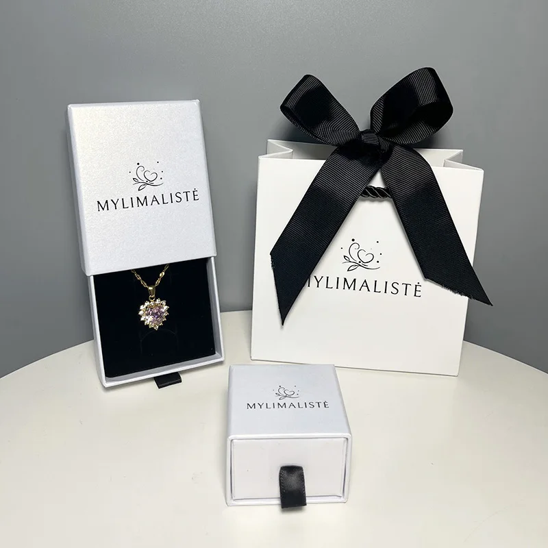 Customized Jewelry Box Jewelry Set Storage Necklace Earrings Jewelry Packaging Paper Bag Ring Box Sliding Drawer Box