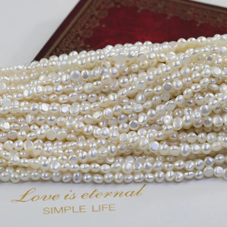 small 4-5mm AA+ nugget baroque flat back fresh water good quality natural freshwater pearl beads strand real natural pearls