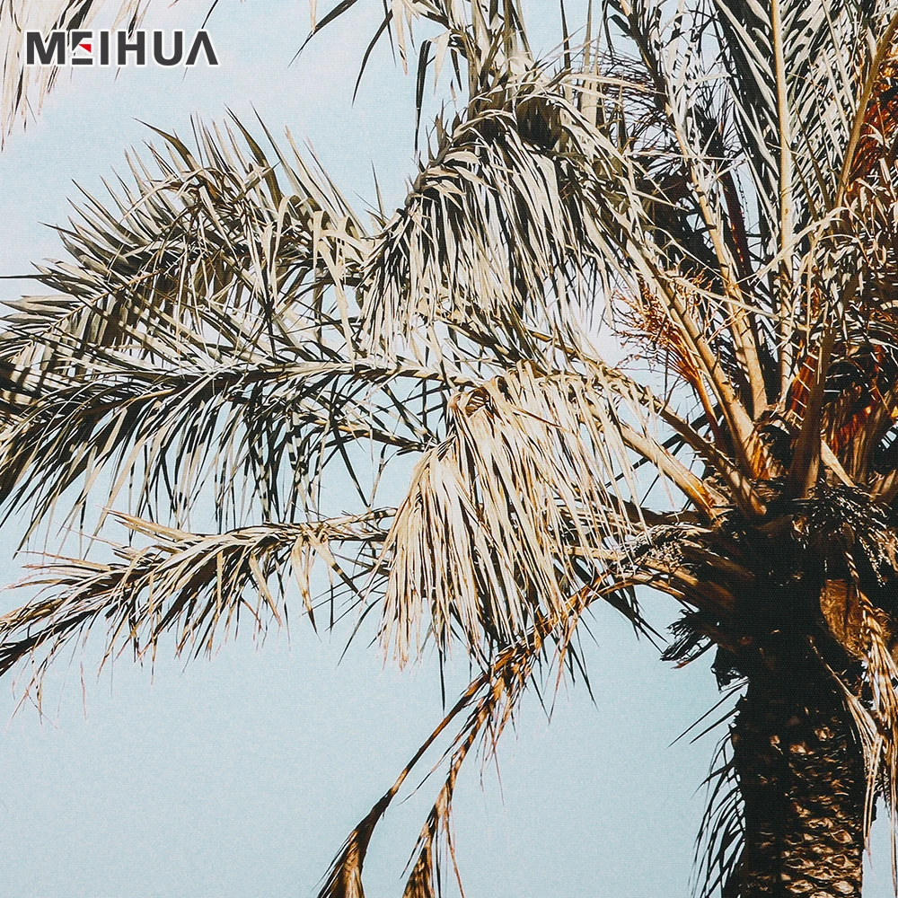 Palm Trees Natural Framed Canvas Wall Art- Tropical Leaf Print-Tropical Wall Art floating frame Canvas Print