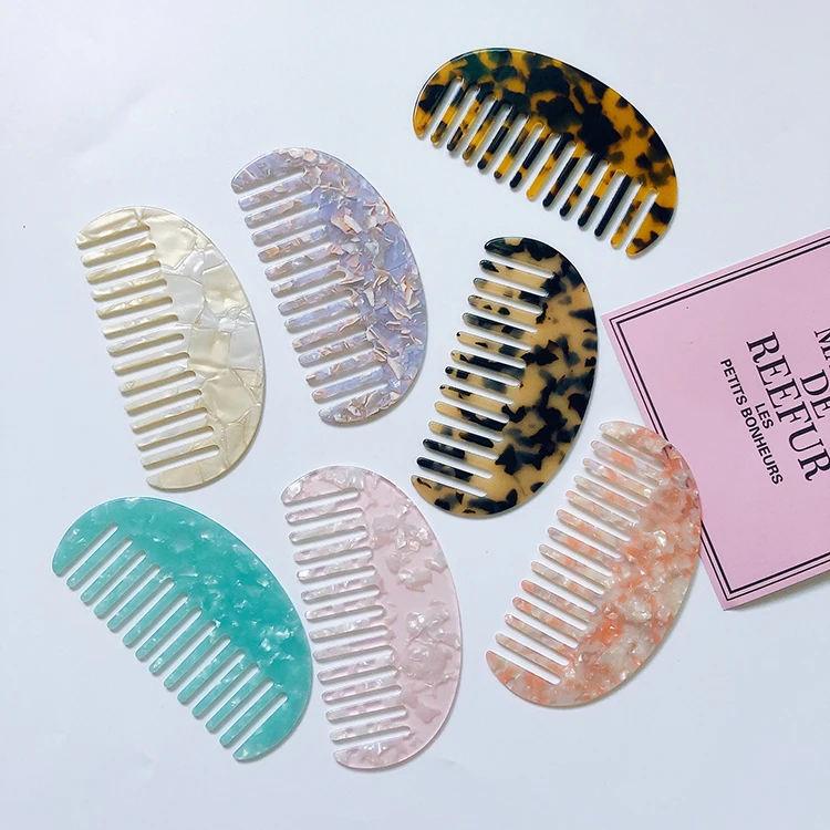 Yucat Custom Logo 2.5mm Thickness Tortoiseshell Hair Combs Brush Women Anti-static Acetate Comb For Hair