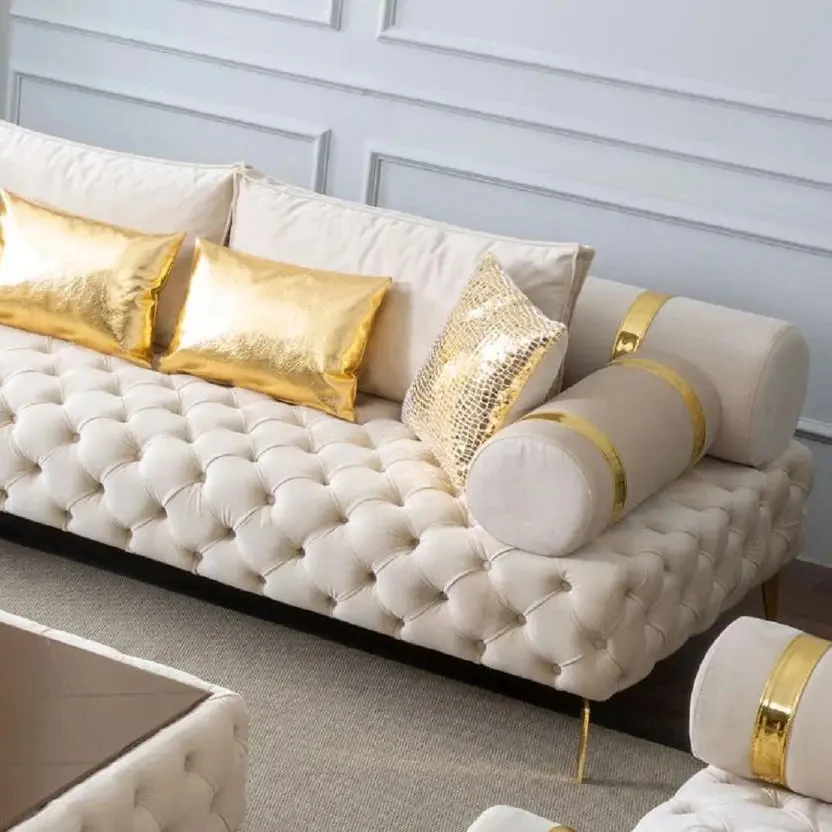 Luxury Chesterfield sofa cloud gold Chesterfield living room sofa Chesterfield furniture