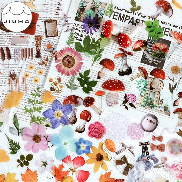 40Pcs/bag Plant Flower Mushroom Ginkgo Pet Deco Diary Stickers Scrapbooking Planner Decorative Stationery Stickers JIUMO
