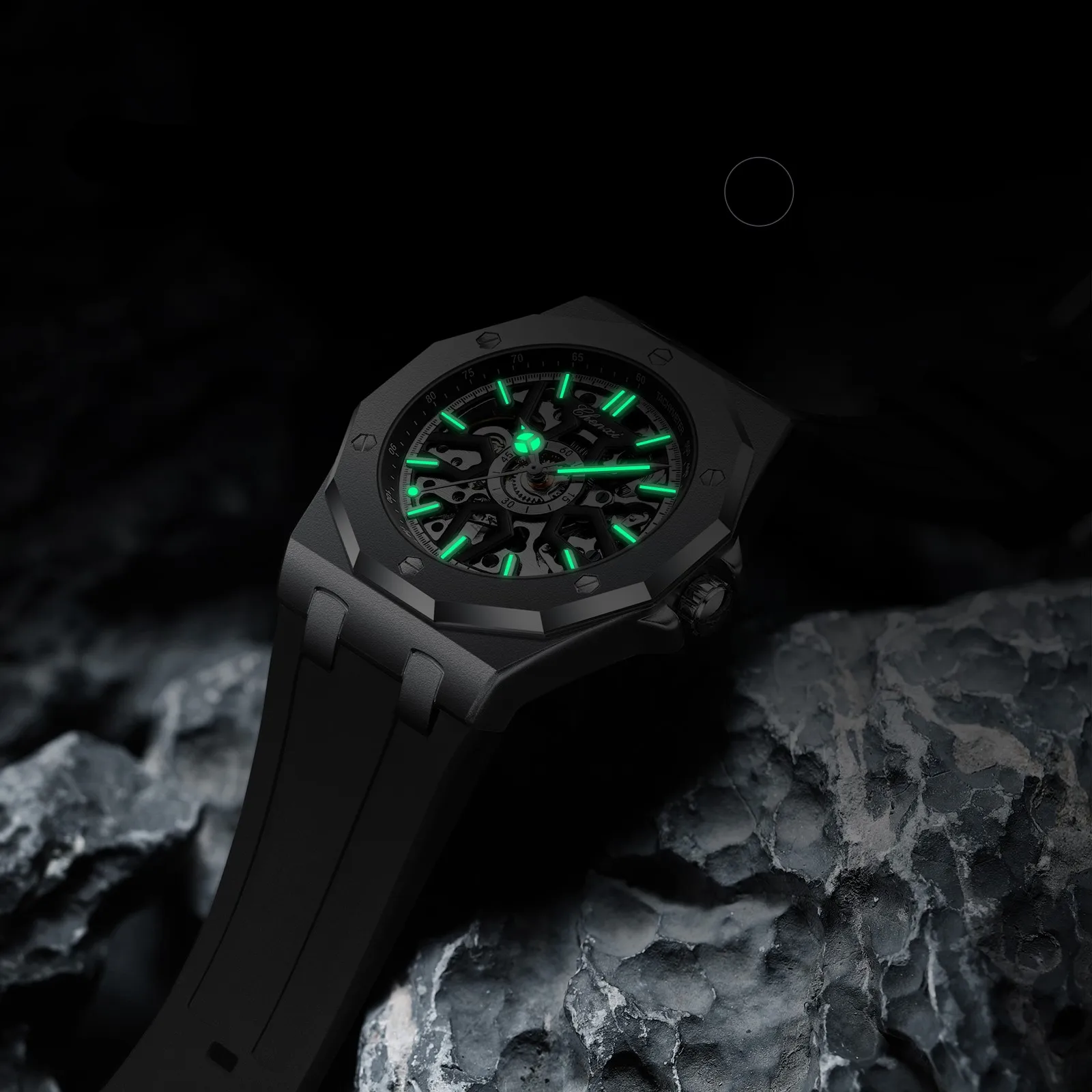 CHENXI 8868 New Hot Selling Men Mechanical Watches Waterproof Silicone Band Luminous Fully Automatic Watch Mens Rose Gold