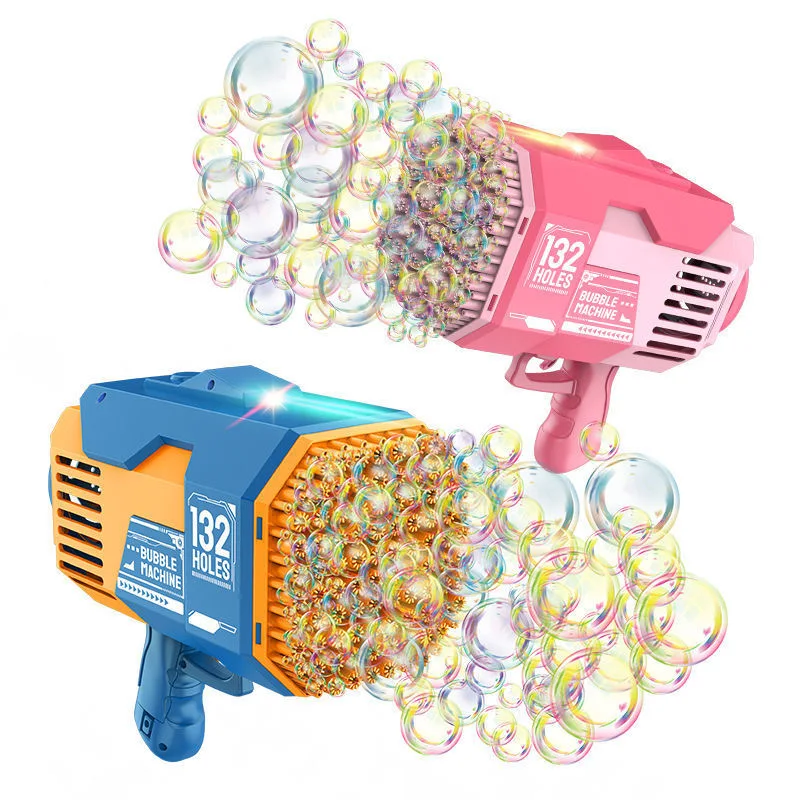 2022 Tiktok giant automatic bubble machine rocket blaster baby summer outdoor toys 132 holes bubble gun pistola