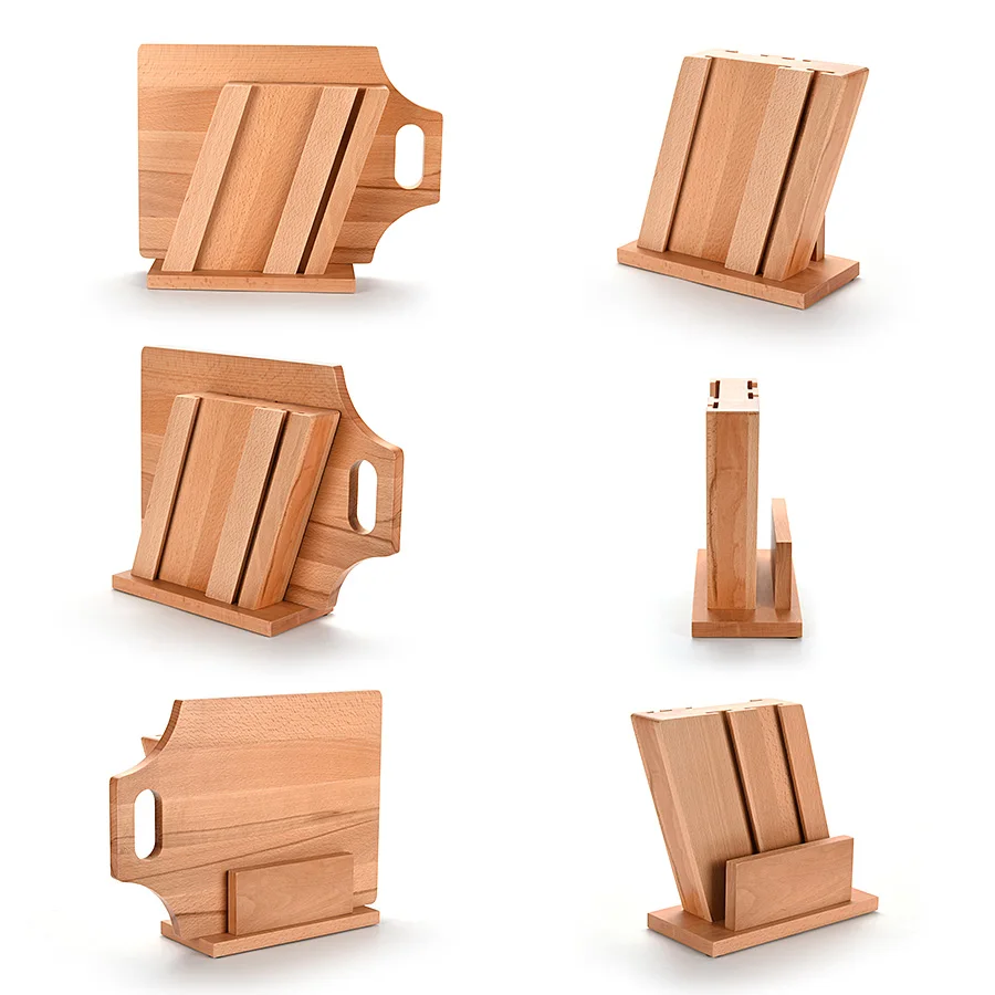 Beech wood Cutting Board with Knife Block holder stand