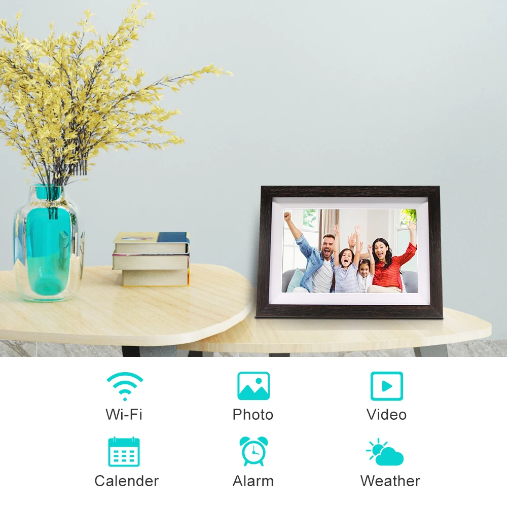 Jeno Digital Picture Frame WiFi 10 Inch Touch Screen Motion Sensor Frameo APP