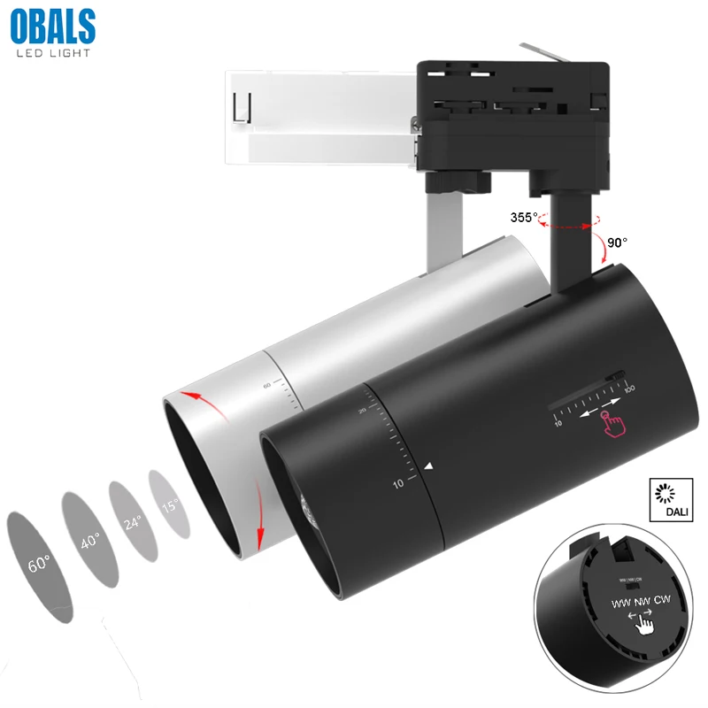 Nordic Commercial Antique Shop Moving Head Rail 3 Phases Pro 25w 30w Cob Focus Adjustable Zoomable Museum Led Track Light