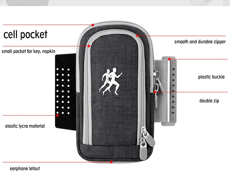 custom Sweatproof sports running arm Wrist bags exercise gym Armband phone holder pouch