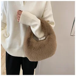 OLAF New Products 2023 Unique Fur Fluffy Plush Hobo Handbags For Women Luxury Designer Handbags Famous Brands Purses And Handbag