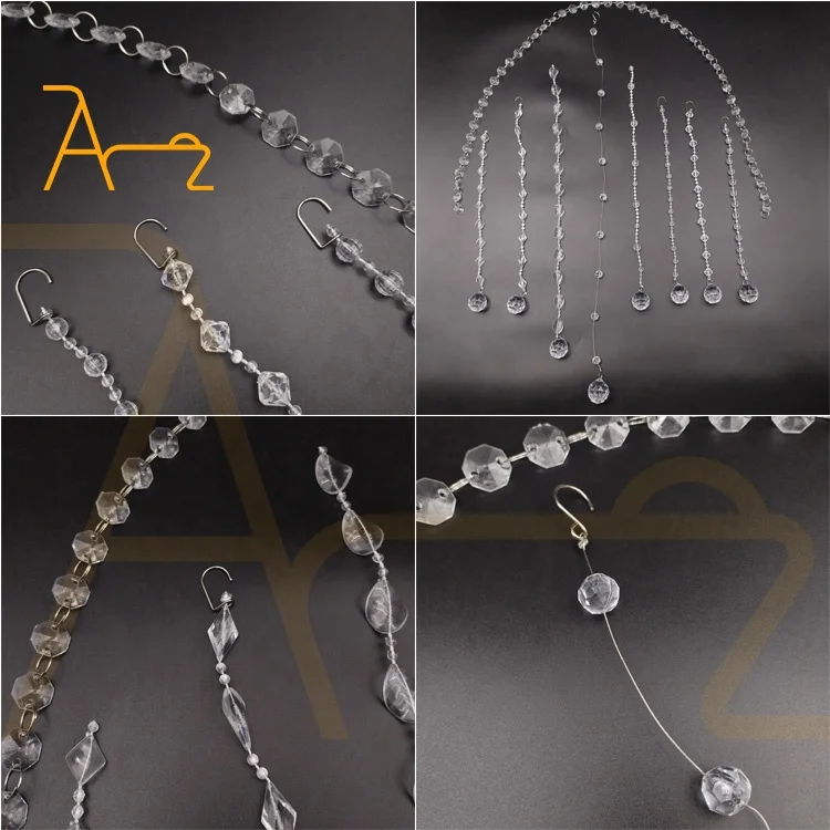 Wholesale Birthday Party Crystal Chain 1 Meter Long Positioning Wedding Hall Ceiling Decoration clear Acrylic Bead Curtain