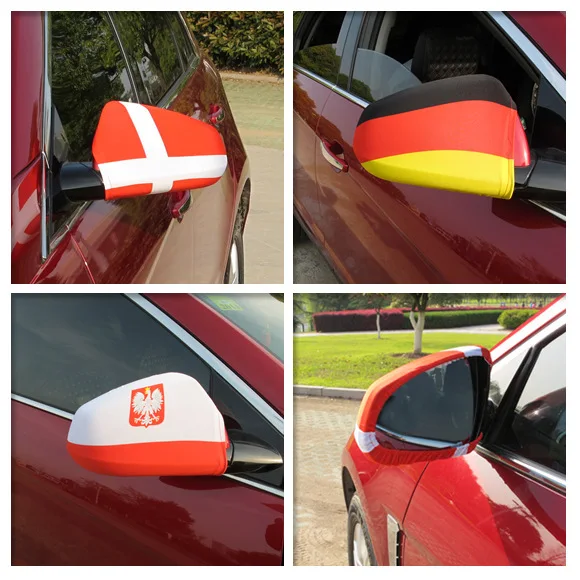 High quality custom soccer car mirror cover  Qatar  Denmark mirror flag Danish flag mirror covers
