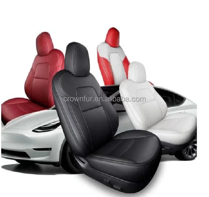 2022 Tesla Model 3 Seat Cover Nappa Leather Sitzbezug Car Seat Covers Fully Kit Wrapped Seat Protector Fit for Tesla Model Y
