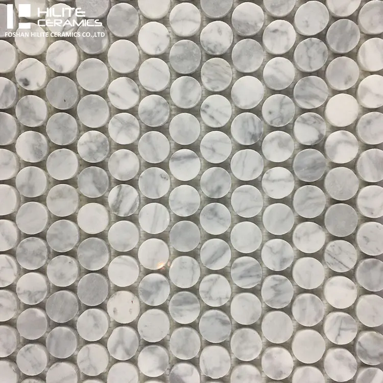 HILITE Foshan Waterjet Natural Stone Mosaic Gray Bathroom Round and Circle Matt Porcelain Kitchen Backsplash Tile 300*300mm