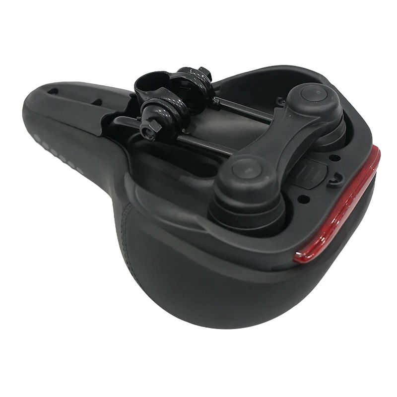 Comfortable Hollow Breathable Bicycle Saddle Thickened Widened Cycling Gear with Tail Lights Made Carbon Leather