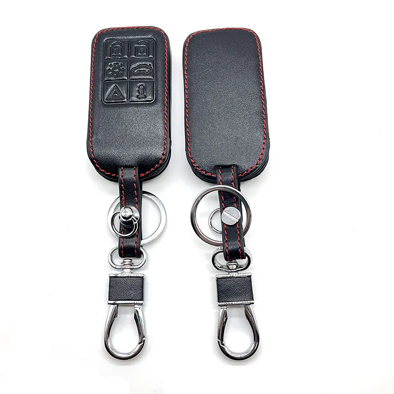 Leather Car Key Cover For Volvo XC70 XC60 V70 V60 S80 S60 V40 Keychain Holder Smart Keyless Remote Control Fobs Protector Cases