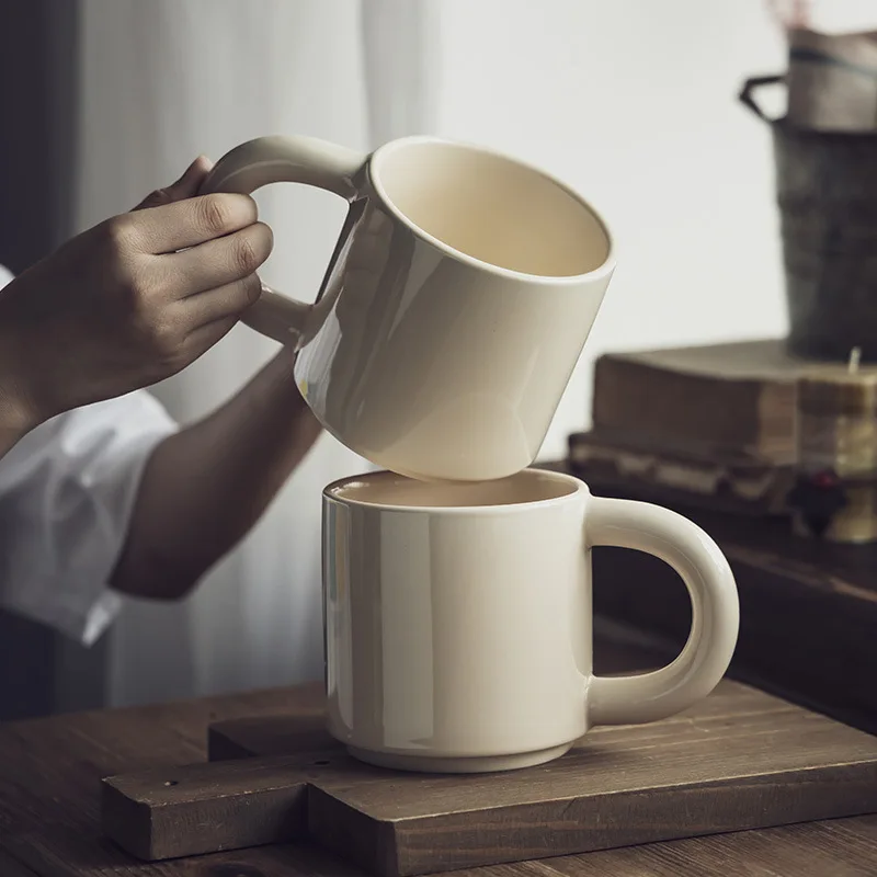 Japanese Style Large Capacity Simple Ceramic Mug Office and Home Use Water Beer Fruit Tea Cup