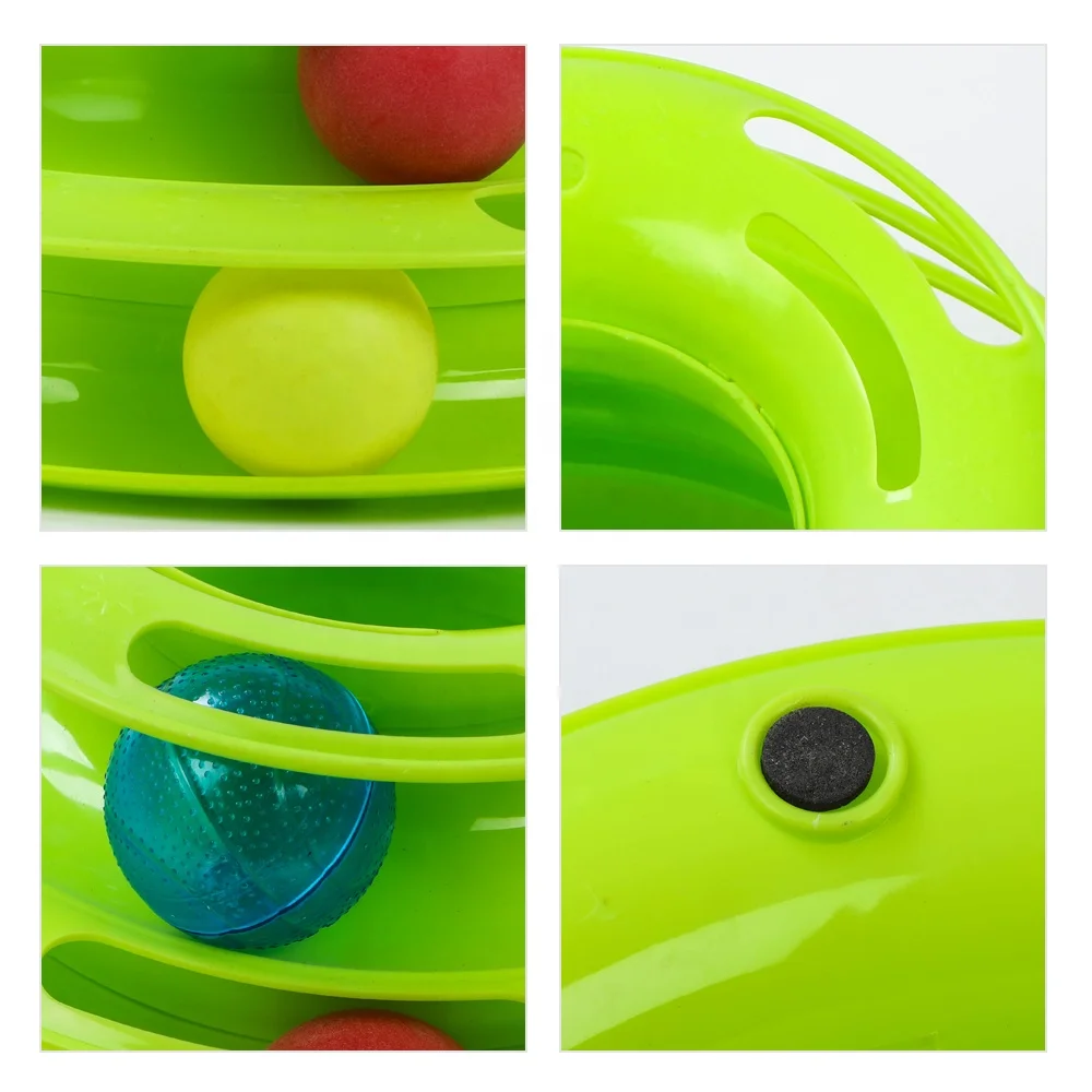 4 Layers Interactive Funny Turntable Crazy Ball Disk Cat Toy Circle Track With Moving Balls For Cat Playing Pet Training Tool