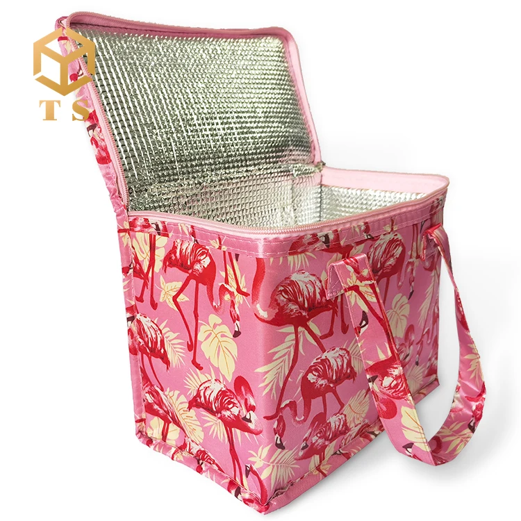 
Flamingo Design Eco Lunch Grocery Promotional Portable Beer Can Foldable Cooler Bag 