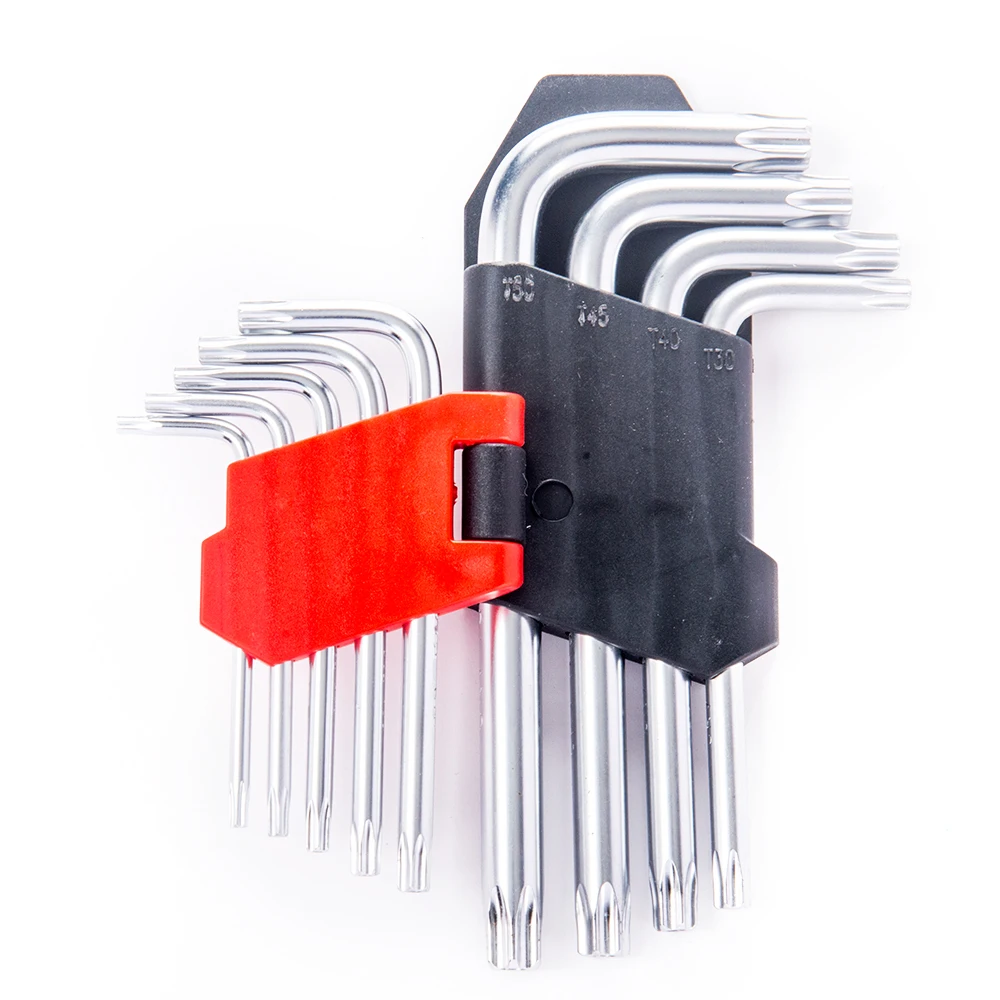 9pcs Multi Bike Bicycle Repair Hand Tool Kit Metric SAE Inch Size L Shape Tamperproof Allen Star Torx Key Wrench Set