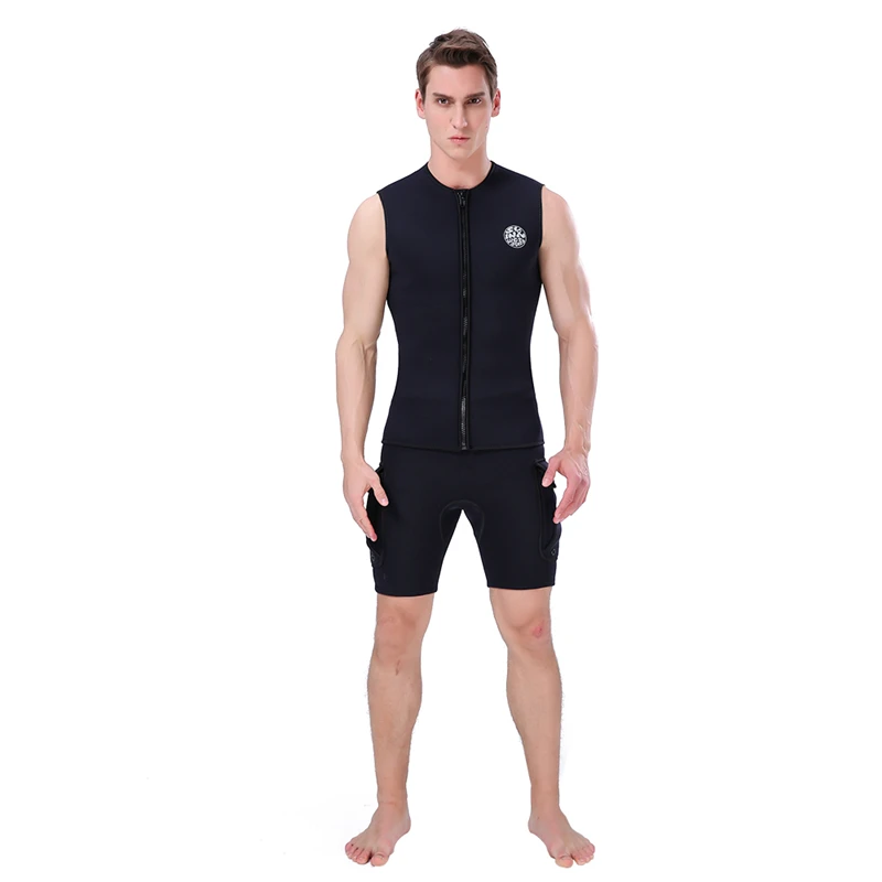 
Men Wetsuit Top with Front Zipper, UV Protection for Swimming Diving Surfing 