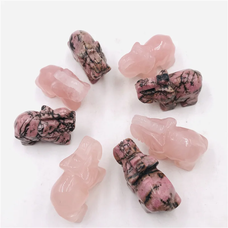 Hot sale crystal Carving Crafts rose quartz crystal elephant for gifts souvenir