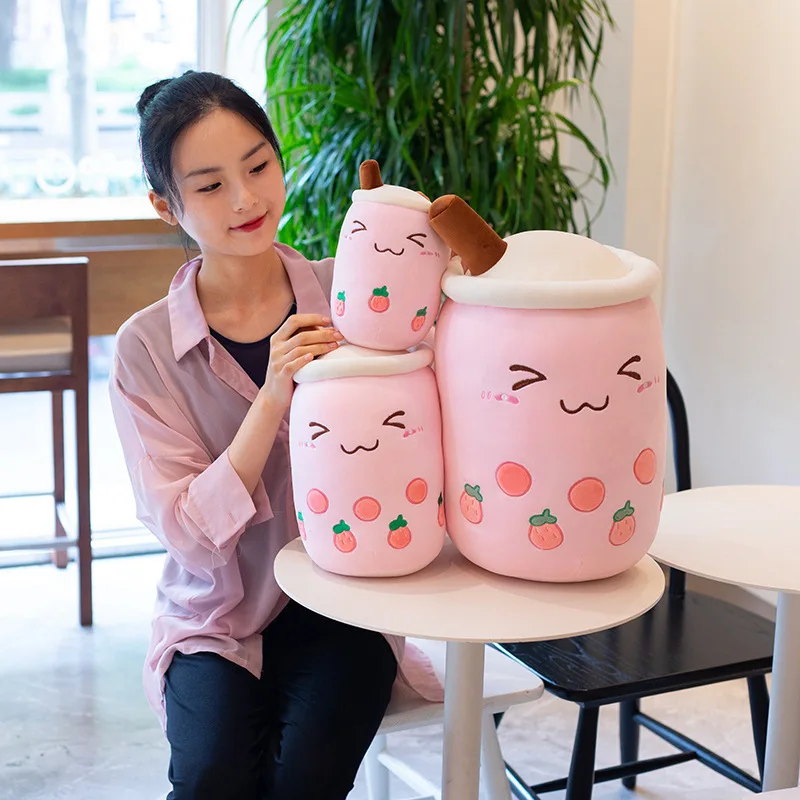 2022 Drop Shipping Bubble Boba Peluches Boba Tea Plushie Toy Milk Tea Pearl Cup Plush Pillow Stuffed Boba Plush