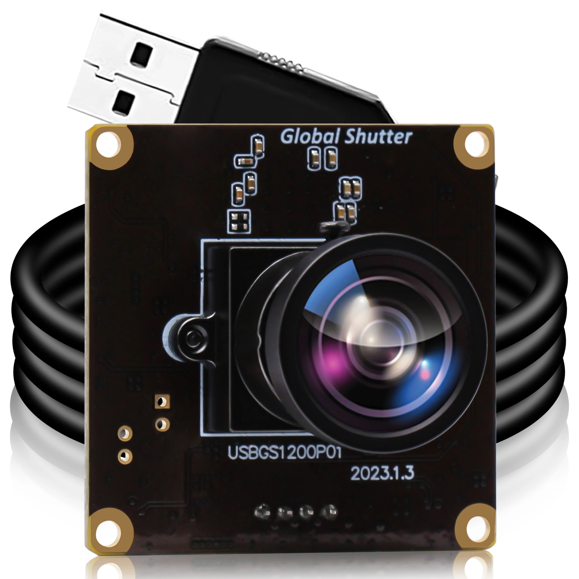 ELP High Speed Wide Angle Global Shutter USB Camera Module 1080P 90FPS Mini UVC USB2.0 Webcam Module with 120degree Lens For PC