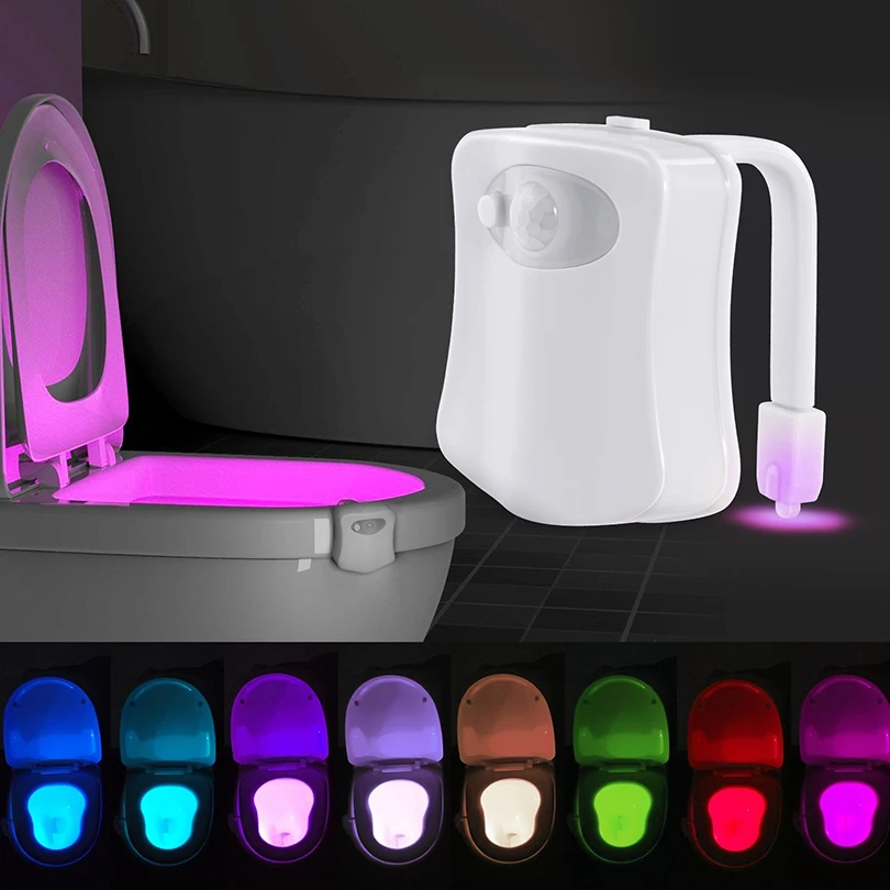 Timjay Factory Wholesale 8 colors 16 colors New Toilet Sensor Light Hanging Human Toilet Toilet Cover Light LED Night Lights