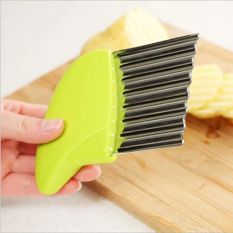Wavy Vegetable Cutter Slicer Potato Chips Corrugated Knife Kitchen Crinkle French Fries Kitchen Utensils Stainless Steel