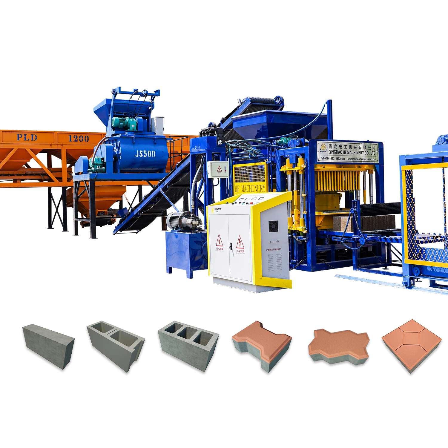 QT4-16 Brick Making Machines Industrial  automatic concrete cement hollow blocks plant
