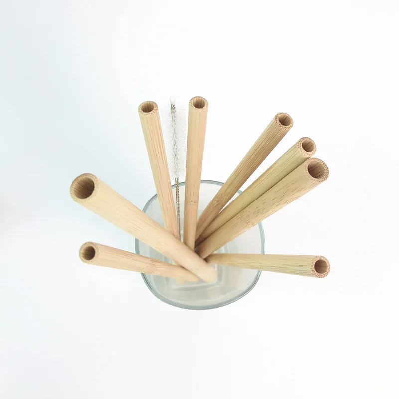 Biodegradable bamboo straw with drawstring bag Reusable Natural organic recycle bamboo straws