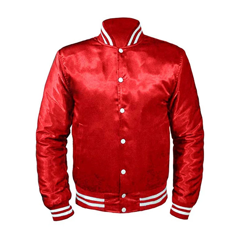  Изготовленная на заказ Куртка varsity из 100% полиэстера оптовая продажа атласных бейсбольных
