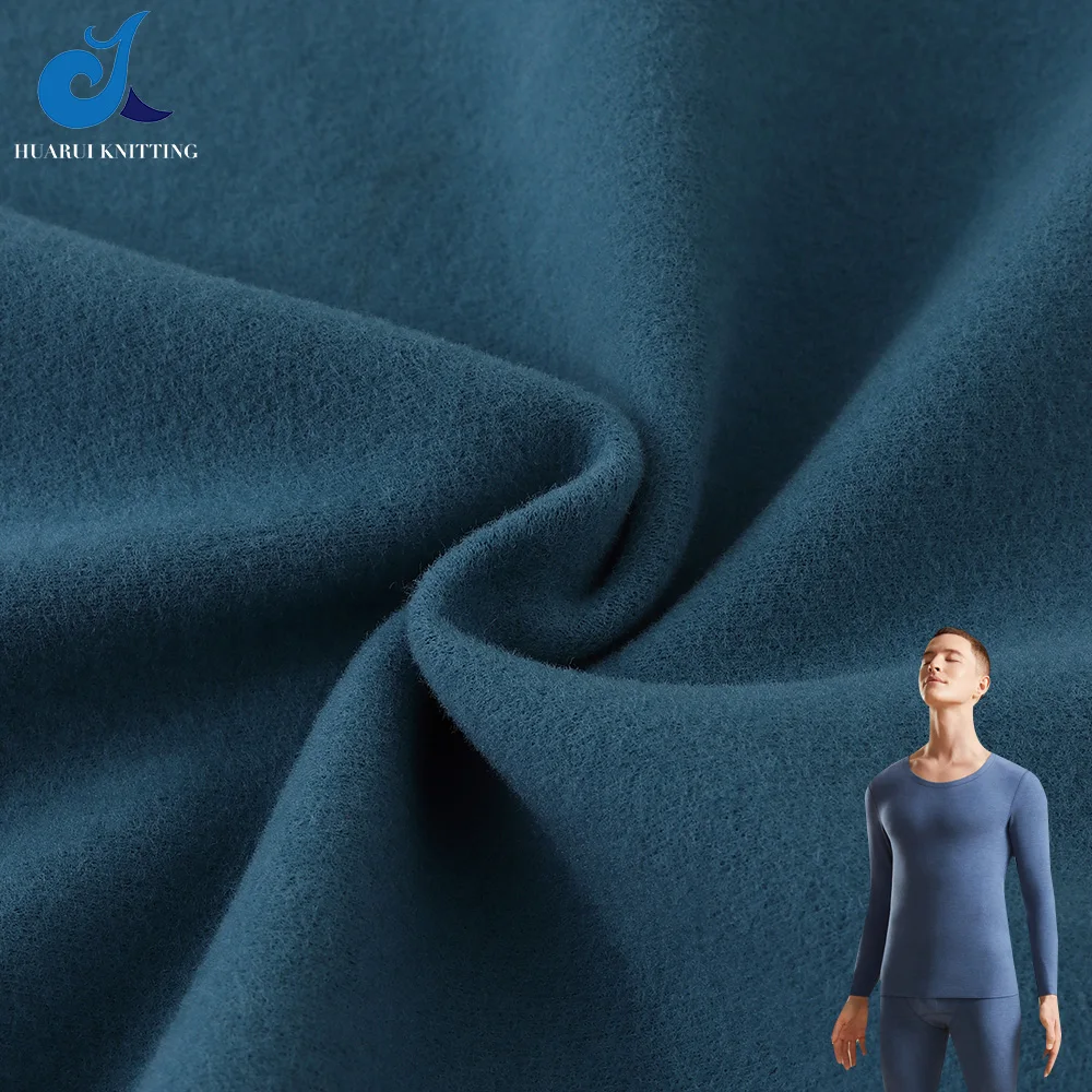 high end customed knitted thermal fleece 93%cotton 7%spandex jersey cotton interlock fabric for thermal underwear pajamas