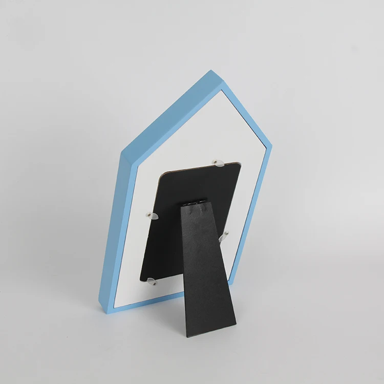 Navy Blue House Shape Wooden Photo Frame Customizable 4x6 Picture Frame for Home Use Made from Metal