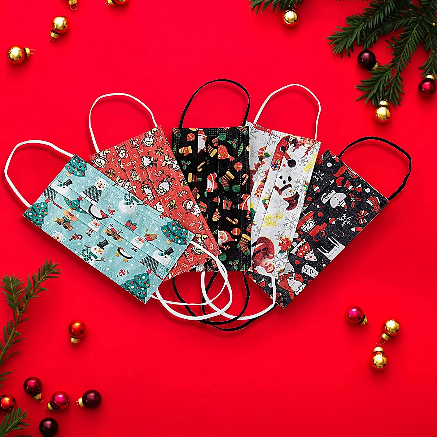 Merry christmas face mask for party masquerade with 3ply disposable surgical dental masks custom for adult and kid facemask